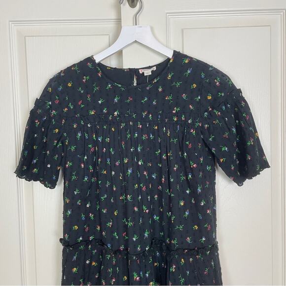 Crewcuts x J. Crew Black Mini Floral Swiss Dot S/S Dress Lined NWT - Picture 3 of 10